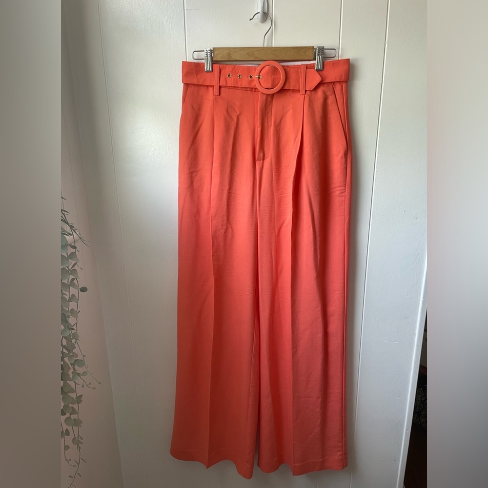 House of Harlow 1960 Coral Wide-Leg Pants with Belt